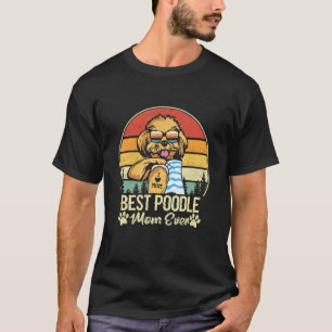 T-shirt Meilleure maman caniche jamais Vintage J'aime mama