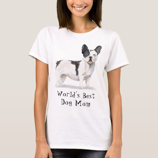 T-shirt Meilleure maman chien du monde aquarelle French Bu (Devant)