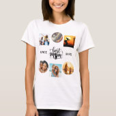 T-shirt Meilleure maman Collage photo Élégant Script Coeur (Devant)