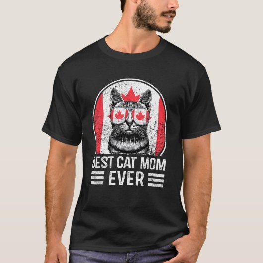 T-shirt Meilleure Maman de Chat Ever Feuille d'Érable Fête (Devant)