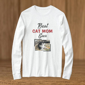 T-shirt Meilleure maman de chat photo noir rouge