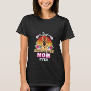 T-shirt Meilleure maman de chien allemande Shepherd Floral