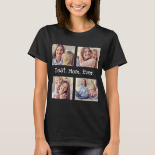 T-shirt Meilleure Maman Ever 4 Photo Collage Amusant Noir 