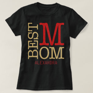 T-shirt Meilleure maman Gold Red Parties scintillant Nom p
