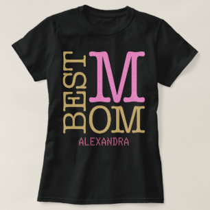 T-shirt Meilleure maman Gold rose Parties scintillant Nom