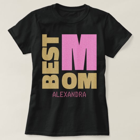 T-shirt Meilleure maman Gold rose Parties scintillant Nom  (Design devant)