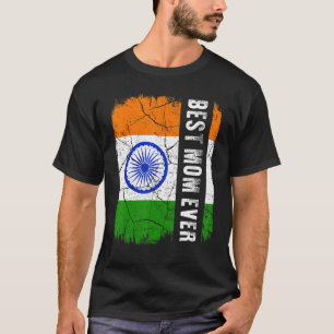 T-shirt Meilleure maman indienne jamais Drapeau de l'Inde
