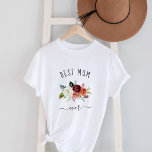 T-shirt Meilleure maman jamais | Floral tendance Boho Bour<br><div class="desc">Cette chemise branchée et élégante dit "meilleure maman jamais" en écriture rustique et manuscrite et présente un bouquet d'aquarelle de fleurs de boho dans les tons marsala,  orange et blanc pour un cadeau que votre mère aimera.</div>