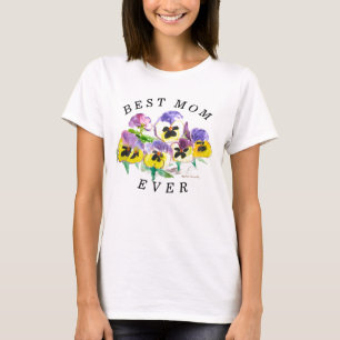 T-shirt Meilleure maman jamais Pansies Floral Vintage