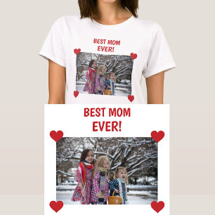 T-shirt Meilleure Maman Jamais Personnalisé Coeurs Photo C