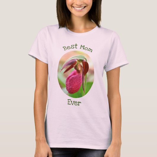 T-shirt Meilleure maman jamais rose Lady Slipper Orchid (Devant)