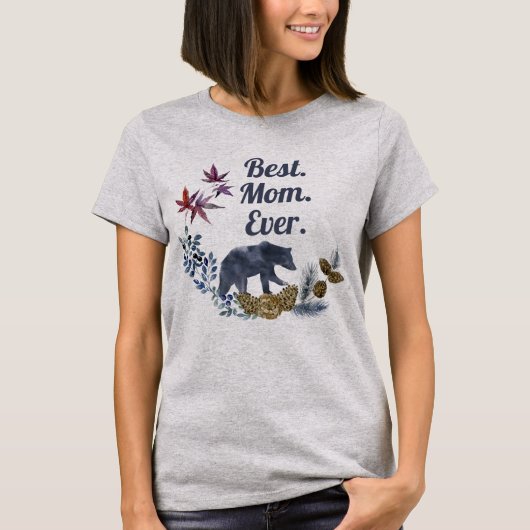 T-shirt Meilleure Maman Jamais Russe Floral Mama Oear Moth (Devant)