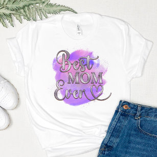 T-shirt Meilleure maman jamais violet & Silver Typographie
