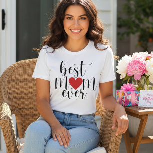 T-shirt Meilleure Maman Jour Script décoratif avec coeur