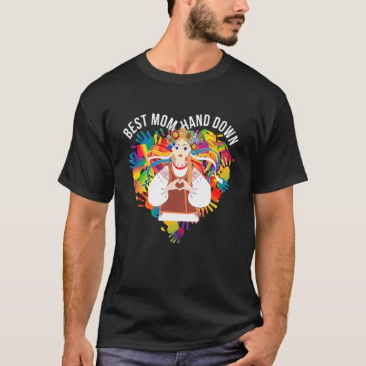 T-shirt Meilleure maman main vers le bas Hippie fille aime (Devant)