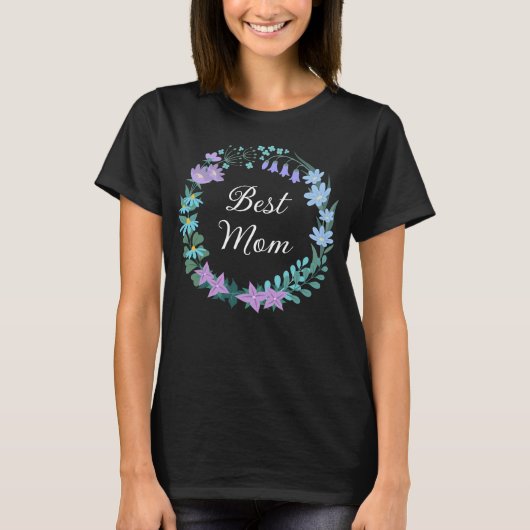 T-shirt Meilleure maman mère Floral Bluebells Verdure Wrea (Devant)