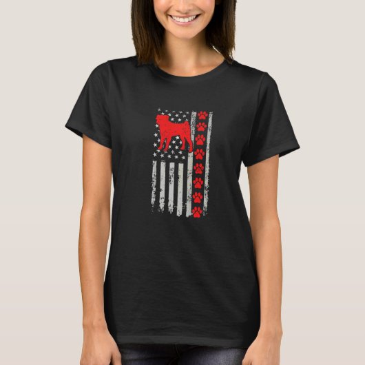 T-shirt Meilleure Maman Papa Pudelpointer Pompiers Drapeau (Devant)