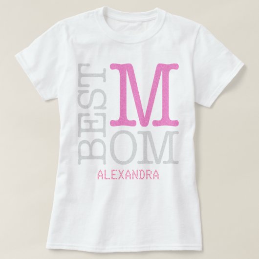 T-shirt Meilleure Maman Pink Silver Parties scintillant No (Design devant)