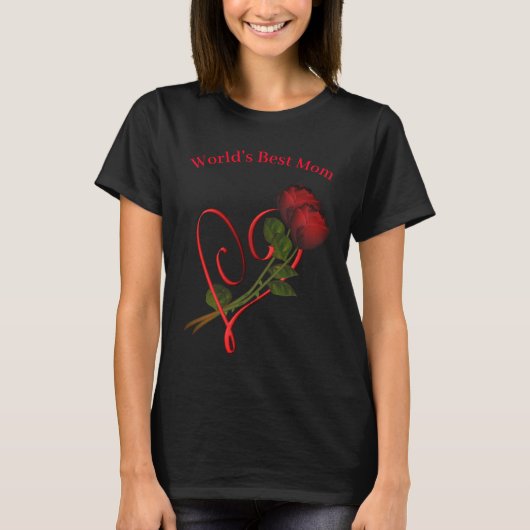 T-shirt Meilleure maman Rouge Roses Coeur foncé (Devant)