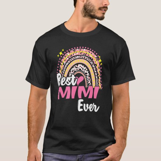 T-shirt Meilleure Mimi Jamais Drôle Léopard Rose Rainbow M (Devant)