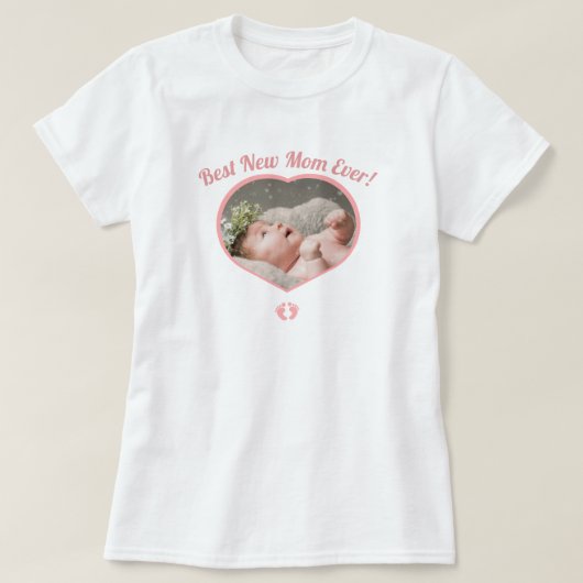 T-shirt Meilleure nouvelle mère bébé photo bébé fille coeu (Design devant)