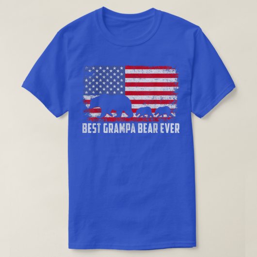 T-shirt Meilleure Ours Grampa Jamais USA Drapeau américain (Design devant)