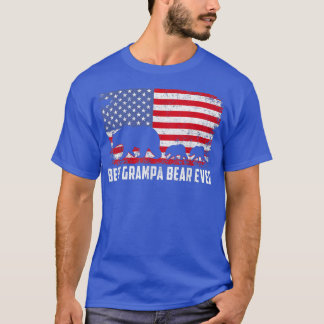 T-shirt Meilleure Ours Grampa Jamais USA Drapeau américain