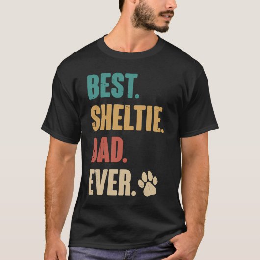T-shirt Meilleure Shelter Papa Shetland Sheepdog Chien (Devant)