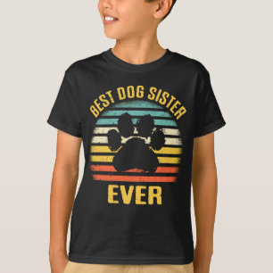 T-shirt Meilleure Soeur de Chien Jamais Rétro Paw Puppy Lo