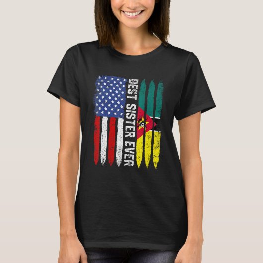 T-shirt Meilleure soeur jamais nous Mozambique Drapeau Fêt (Devant)