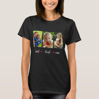 T-shirt Meilleure Tante Ever 3 Photo Texte Blanc Personnal