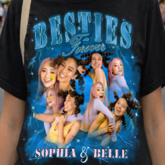 T-shirt Meilleures Amies Rétro Y2k Bleu 90s Bootleg BFF Ph
