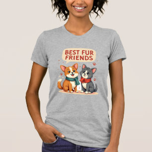 T-shirt Meilleurs amis en pelage Vintage Chat et Chien de