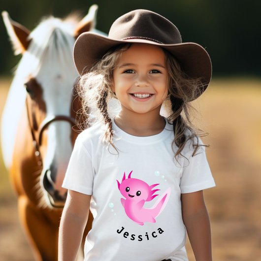 T-Shirt Mélange bulle rose Axolotl avec nom