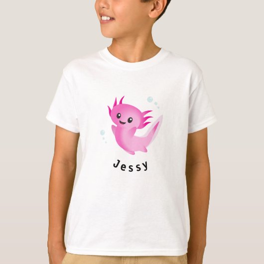 T-shirt Mélange bulle rose Axolotl avec nom (Devant)