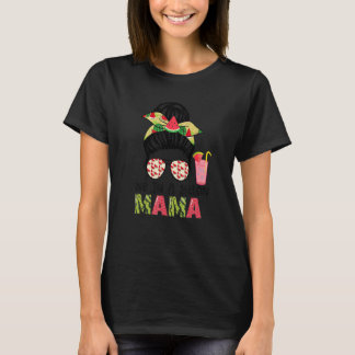 T-shirt Mélange Dans Un Melon Mama Messy Bun Watermelon Ét