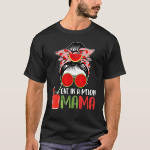 T-shirt Mélange Dans Un Melon Mama Messy Bun Watermelon Ét