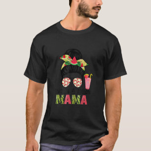 T-shirt Mélange Dans Un Melon Mama Messy Bun Watermelon Ét