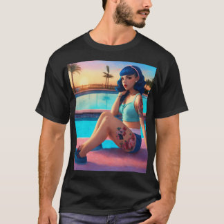 T-shirt Melanie Martinez assise à la piscine, au coucher d