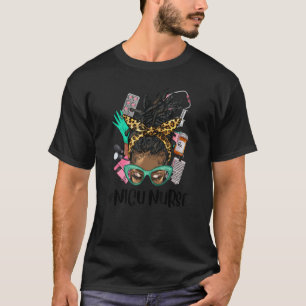 T-shirt Melanin Afro Messy Bun Curly Lunettes de cheveux L
