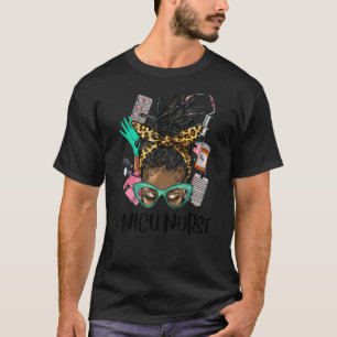 T-shirt Melanin Afro Messy Bun Curly Lunettes de cheveux L