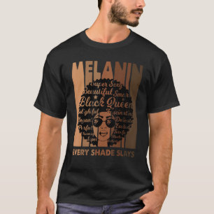 T-shirt Mélanin Chaque Ombre Épingle Sur Reine Africaine N