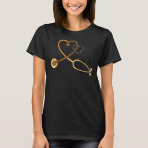 T-shirt Melanin Coeur Stethoscope Noir Histoire Mois RN L
