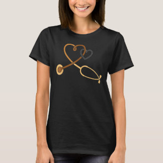 T-shirt Melanin Coeur Stethoscope Noir Histoire Mois RN L