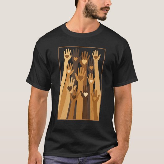 T-shirt Melanin Hand Hearts Black History Month BLM Africa (Devant)