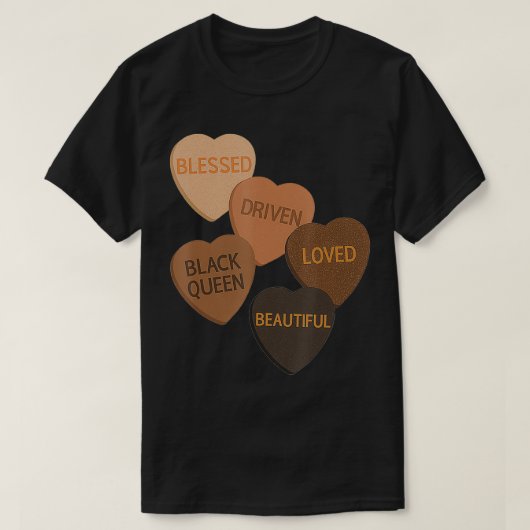 T-shirt Melanin Hearts Saint-Valentin Bonbons Amour Mené B (Design devant)
