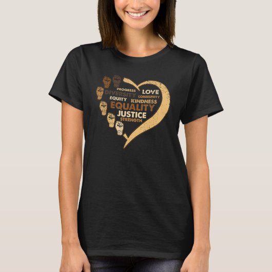 T-shirt Melanin Power Fist Heart Black History Month BLM A (Devant)