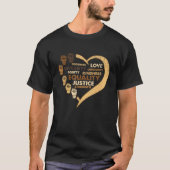 T-shirt Melanin Power Poing Coeur Noir Histoire Mois BLM A (Devant)