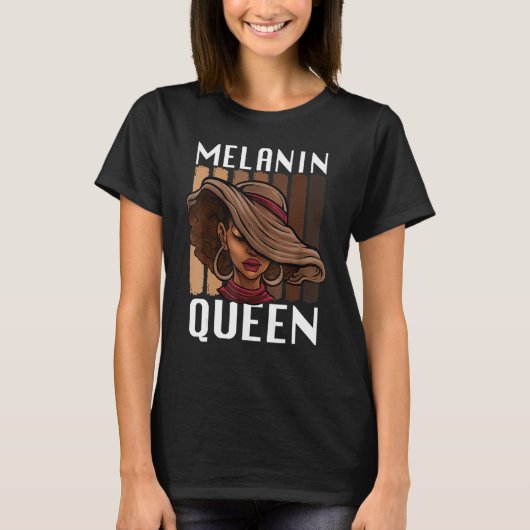 T-shirt Melanin Queen African American Strong Black Natura (Devant)