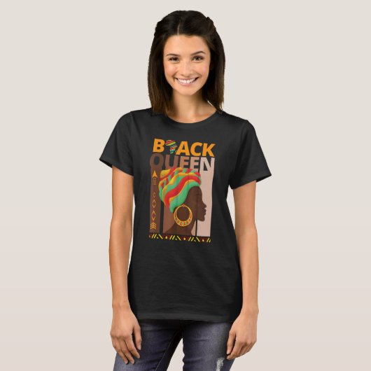 T-shirt Melanin Queen African American Strong Black Natura (Devant entier)